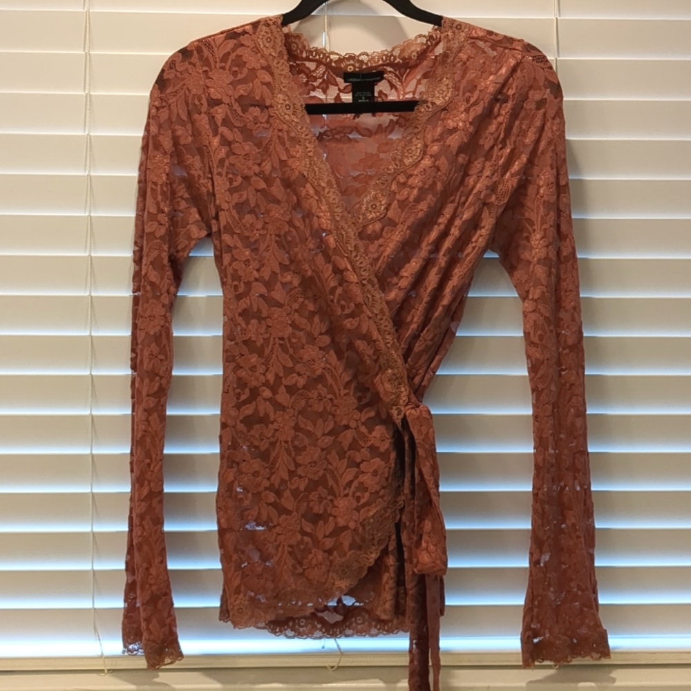 Blush pink wrap blouse